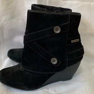 Ladies, black, faux, suede booties